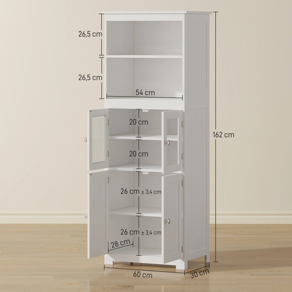 Armadio da cucina con ante scorrevoli e ripiani regolabili ¨C zephmum ¨C 60x30x162 cm bianco
