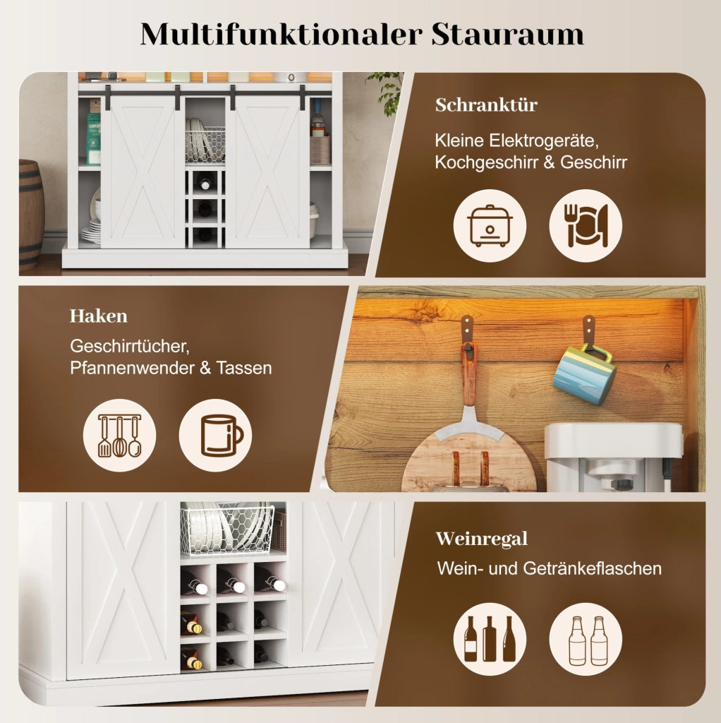 Mobile colonna cucina MDF con LED RGB e vetrina 110x40x191 cm