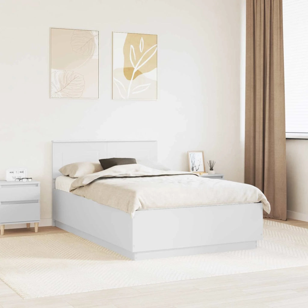 Letto matrimoniale | Letto per adulti | Struttura del letto Bianco 135 x 190 cm Legno multistrato