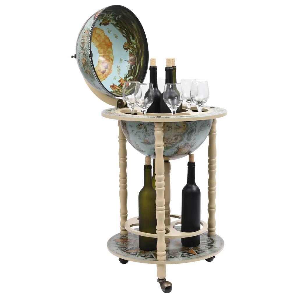 Cantinetta a Globo da Bar con Supporto in Eucalipto Blu CFW9433666