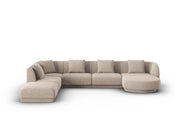 Cosmopolitan Design - Divano panoramico sinistro "Tulum" 6 posti in ciniglia beige 
