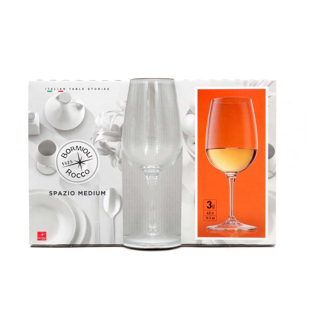 BORMIOLI 3 CALICI MEDI IN VETRO PER VINO BIANCO DA 42 CL