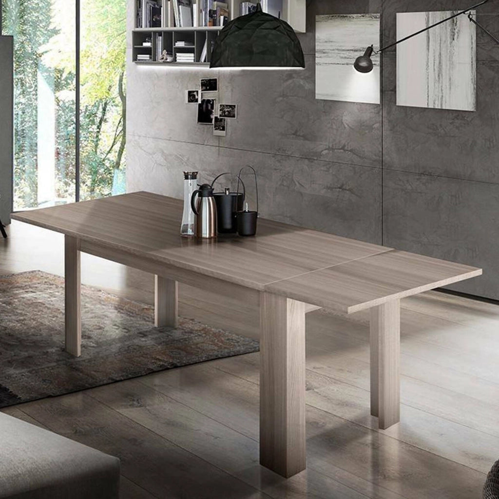 Tavolo per sala da pranzo Arizon, Made in Italy, Tavolo moderno con allunghe, Consolle allungabile, cm 140/190x90h75, Olmo perla