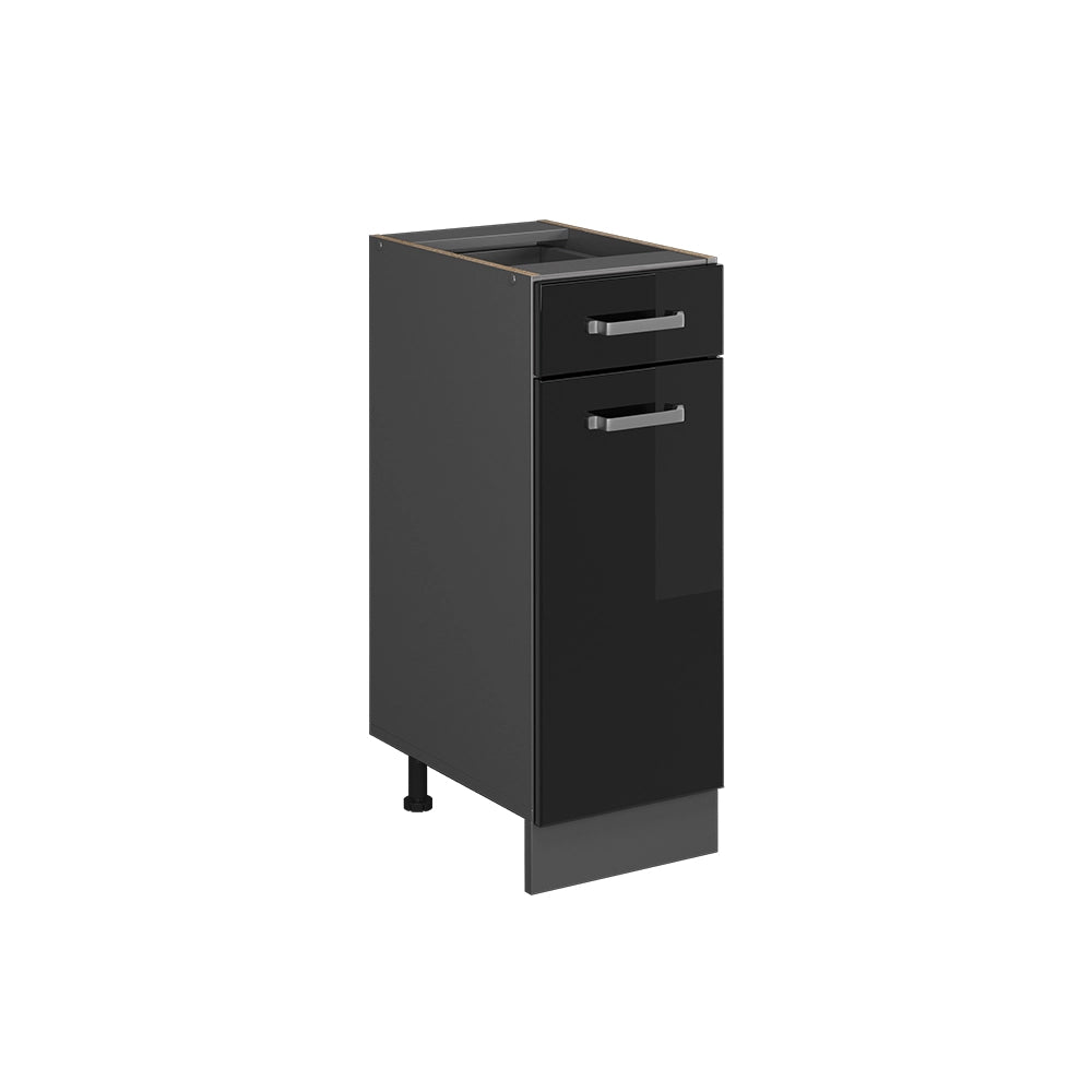 Vicco Mobiletto base per cucina Nero lucido 30 cm senza piano di lavoro