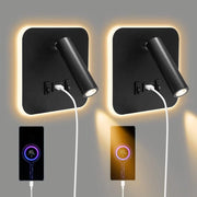 Set di 2 lampade da parete LED per interni, comprensivo di una lampada da lettura con interruttore, 360° regolabile, una lampada da notte da 3000K e un puntino regolabile (nero).