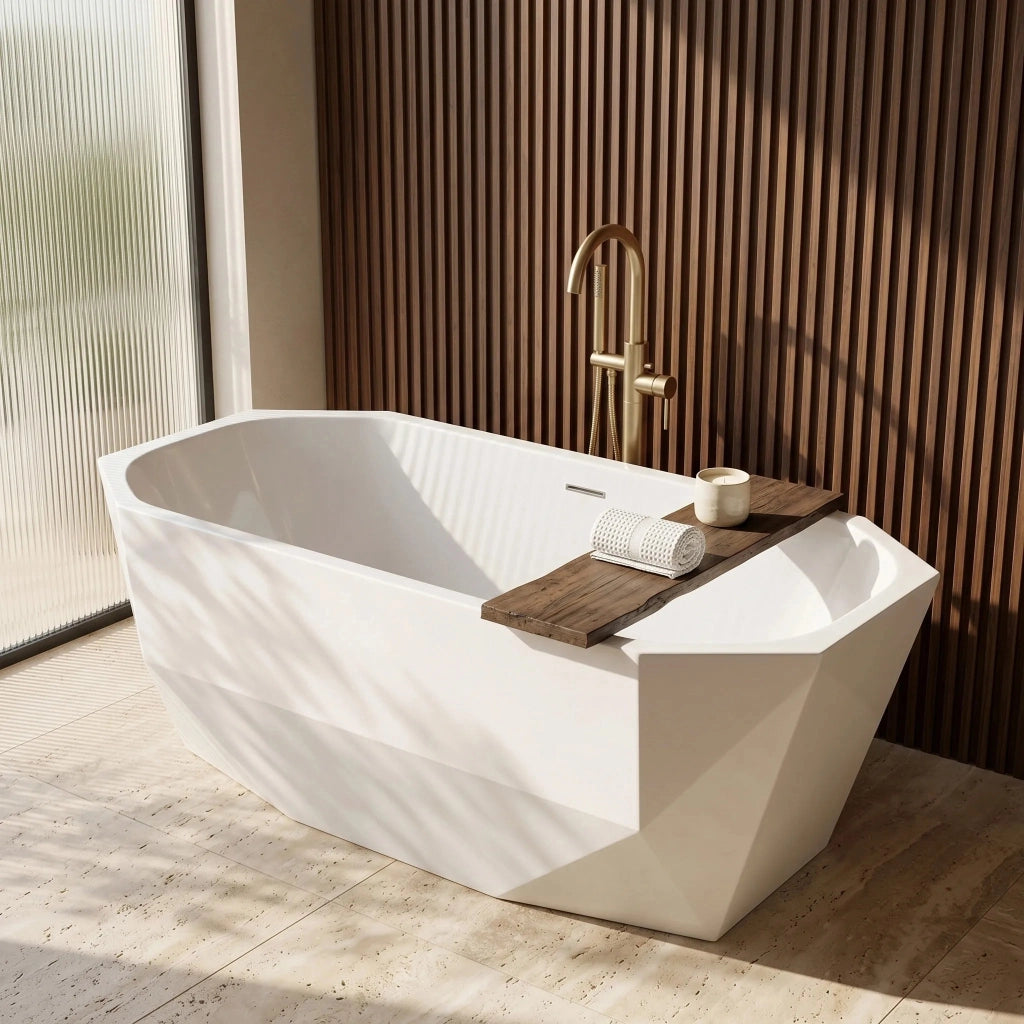 Vasca Da Bagno Freestanding Rea Diamanti 170 Copritappo oro spazzolato