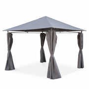 Gazebo da giardino 3x3m struttura in alluminio con tende scorrevoli,