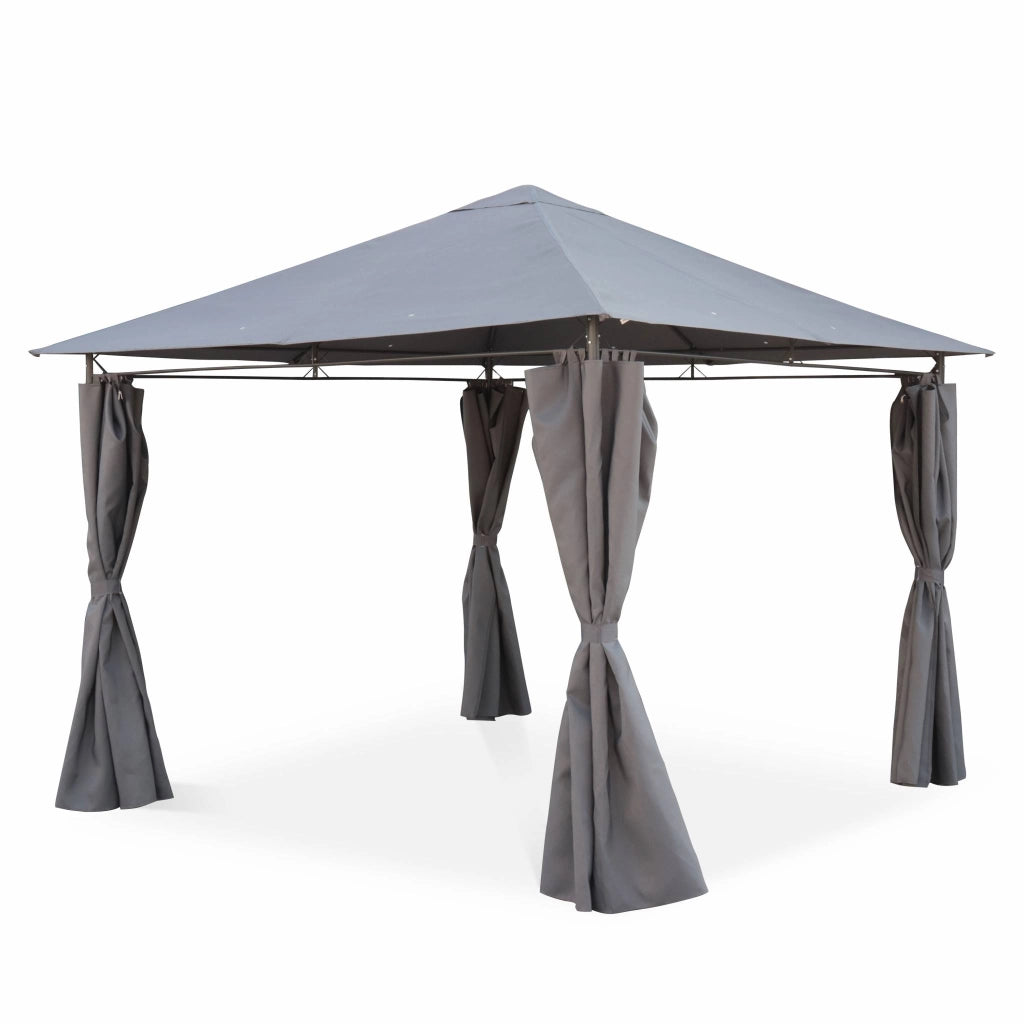 Gazebo da giardino 3x3m struttura in alluminio con tende scorrevoli,