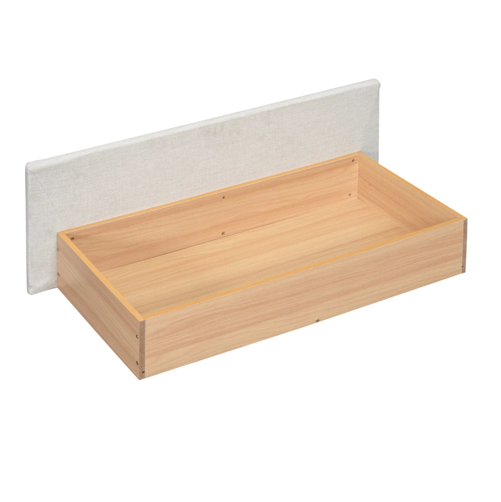 Polsterbett 140x200 cm con LED APP, USB e 2 cassetti, colore beige