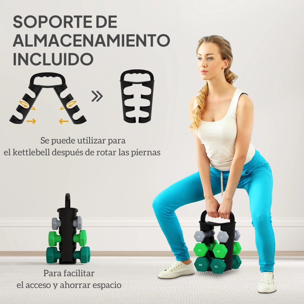 Set di manubri 2x1kg 2x2kg 2x3kg con supporto ¨C zephmum ¨C multicolore