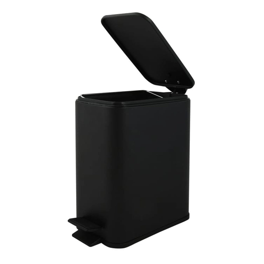Pattumiera bagno 5 Lt in acciaio nero opaco con apertura a pedale Rexa