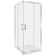 Box Doccia Vetro Temperato Argento Cornice Alluminio Doppia Porta 80x80x185cm
