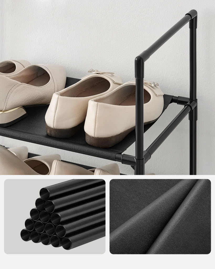 Scarpiera Valora nera in stile loft con 10 ripiani