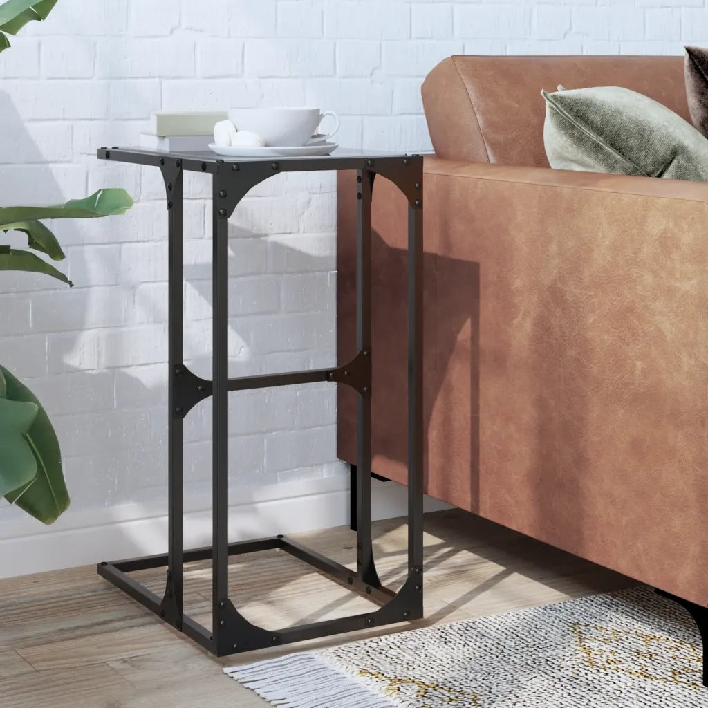 vidaXL Tavolino con Vetro Nero 40x30x61,5cm in Acciaio