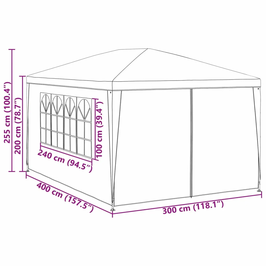 Tenda Party-Tenda da festa 400 x 300 x 255 cm Rosso PE e Acciaio 364737