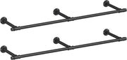 SONGMICS Set di 2 Attaccapanni da Muro, Barra Appendiabiti da Parete, Stile Industriale, Salvaspazio, 30,4 x 170 x 7 cm, Portata di 68 kg, Montaggio Facile, per Piccolo Spazio, Nero HSR104B02