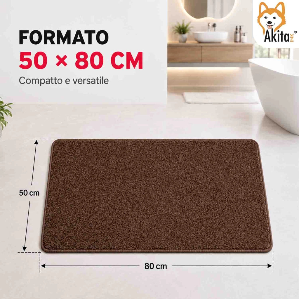 Akitaink Tappeto Multiuso in Microfibra 50x80 cm Marrone