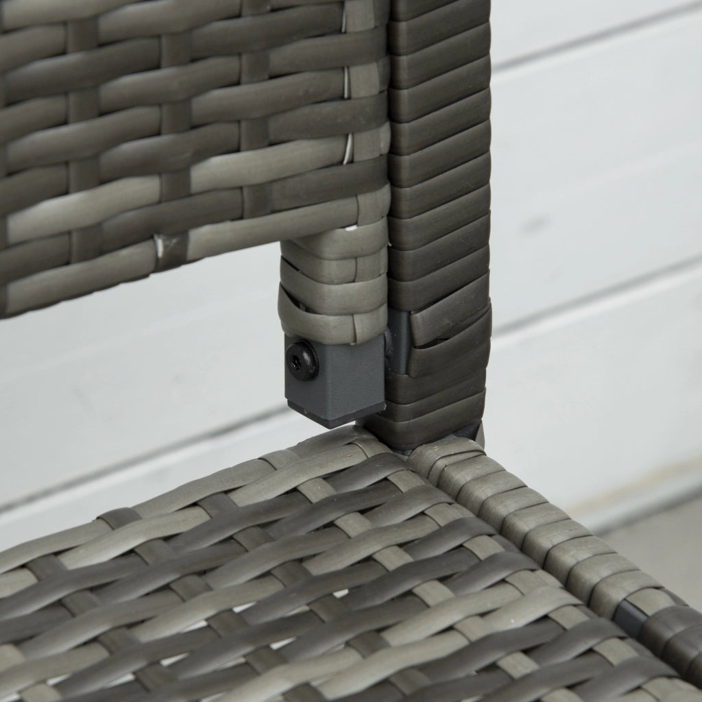 Panchina da giardino 2 posti in polyrattan grigio con struttura in acciaio, portata fino a 320 kg