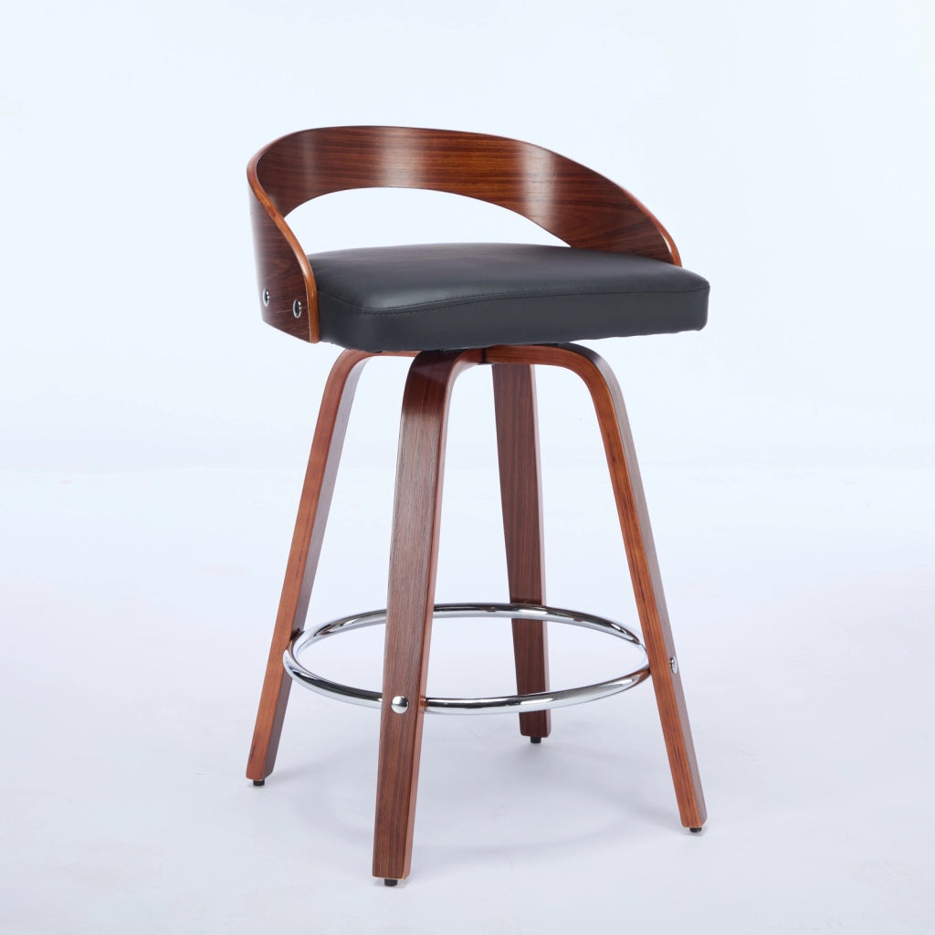 Sgabelli da Bar Set 2 Pezzi Girevoli con Cuscino ¨C MINIMAL ¨C Legno Nero, Seduta 63 cm