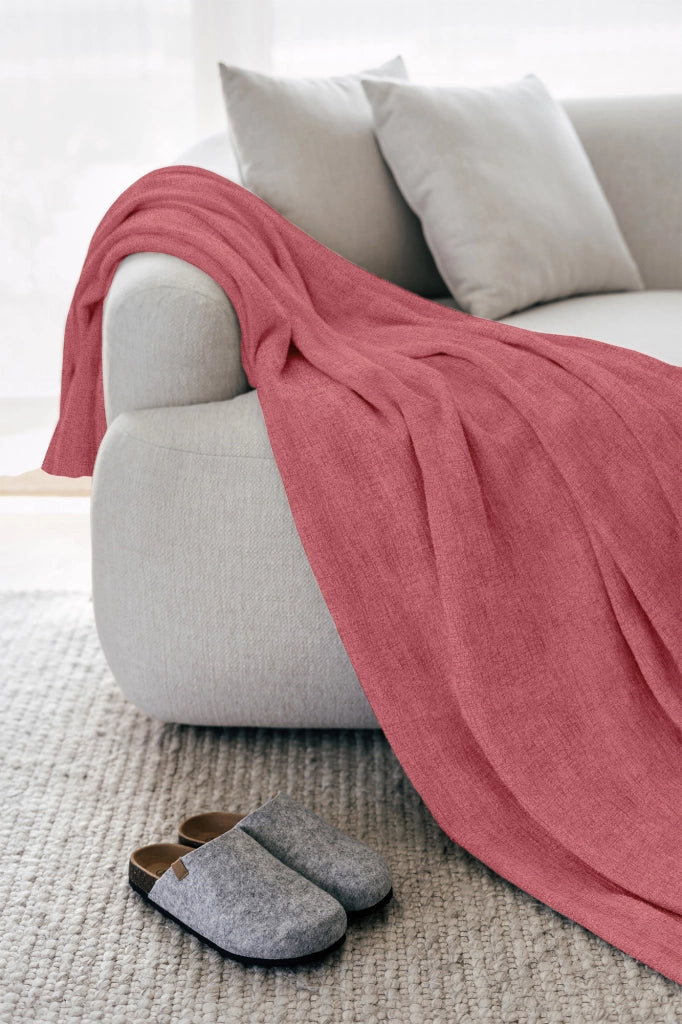 Telo Arredo Tinta Unita Made in Italy in Cotone Panama Grandfoulard Copritutto Rosa - 2 Posti 280x240