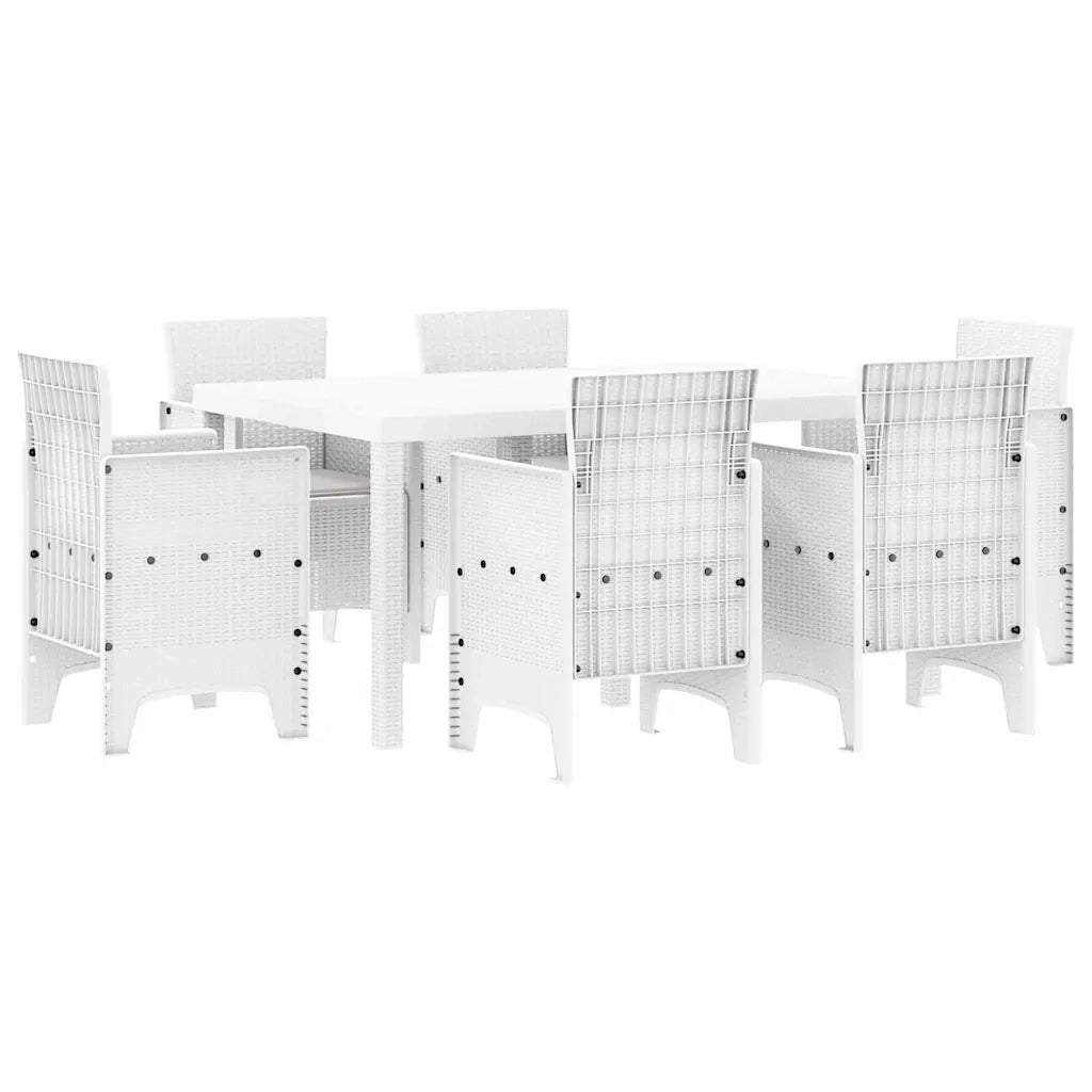Set da Pranzo per Giardino 7 pcs Bianco Rattan Polt 3378564
