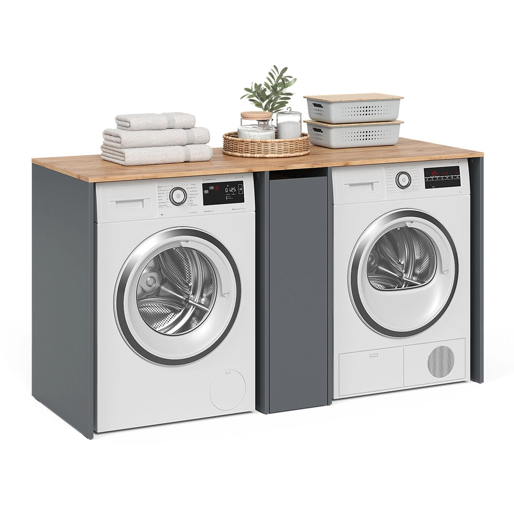 Vicco Mobile lavatrice Antracite/Rovere dorato 159.8 x 88.2 cm con 3 scomparti