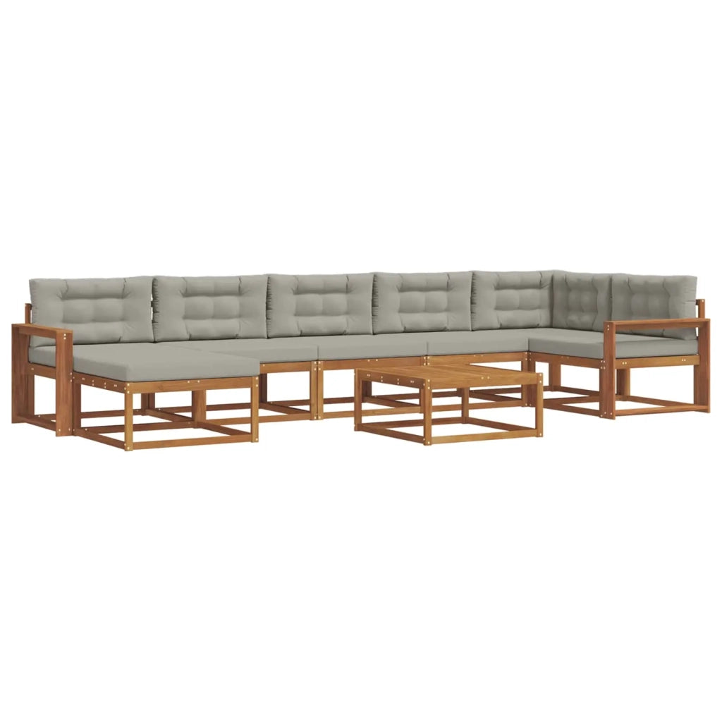 Set di divani da esterno 8 pcs Grigio Naturale e Chiaro