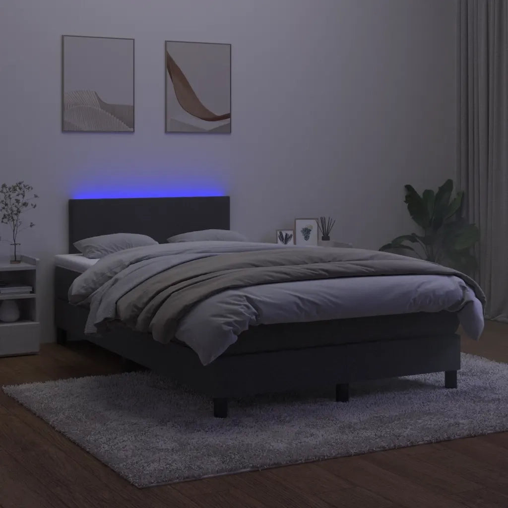 Letto a Molle con Materasso e LED Nero 120x200 cm in Velluto cod mxl 68077