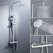 colonna doccia rotonda completo di miscelatore termostatico cilindro, soffione quadrato 20x20cm, cromo