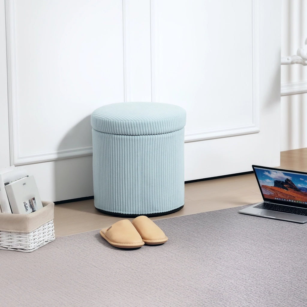 Pouf Rotondo Imbottito in Velluto con Struttura in Metallo ¨C zephmum ¨C ?40x41 cm Blu Chiaro