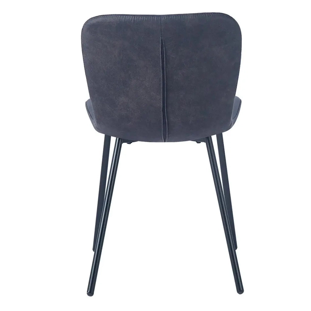 Sedia in pelle PU per sala da pranzo in colore grigio scuro. Collezione ALCAN