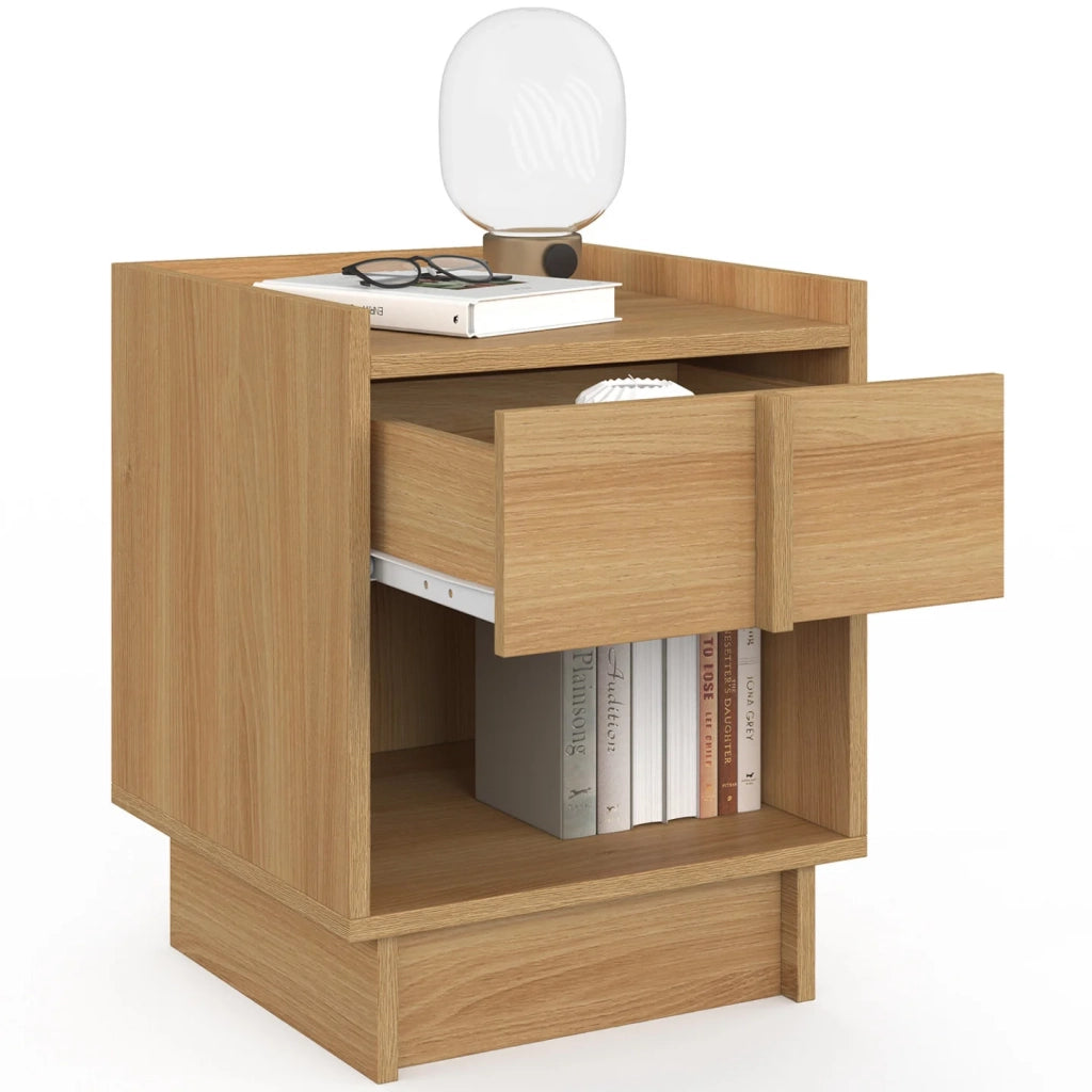 IDMarket - Set di 2 comodini ROSIE, 1 cassetto e 1 nicchia dal design minimalista in faggio