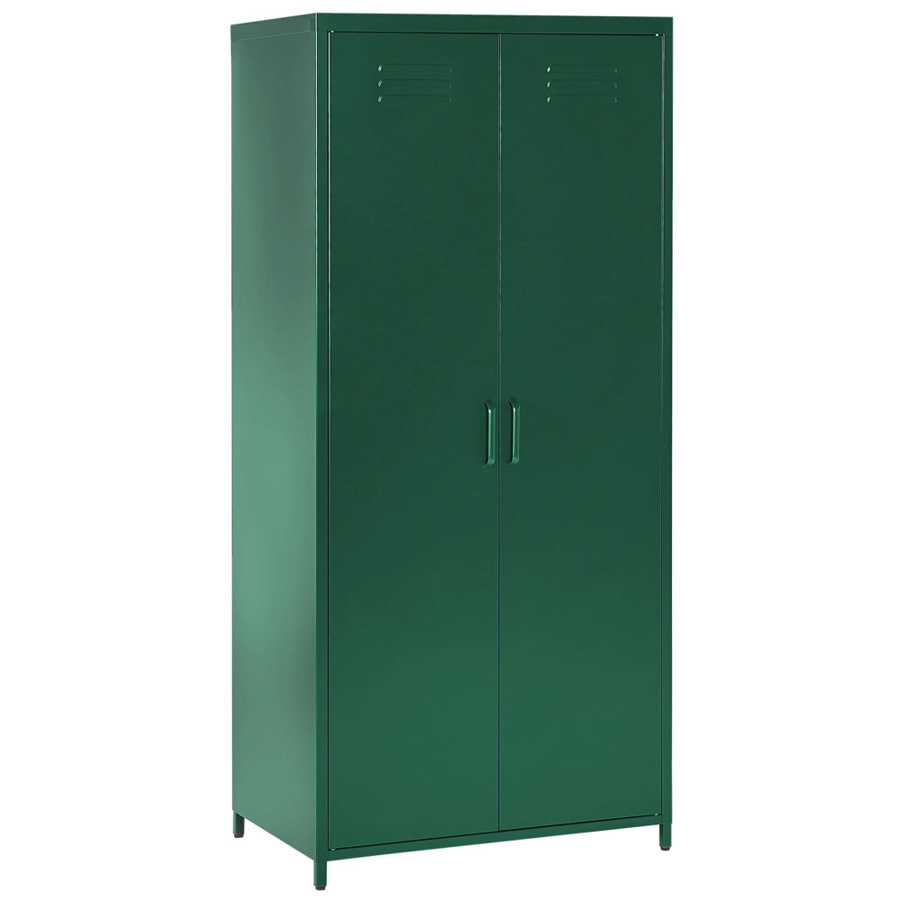 Armadio Portaoggetti Home Office Acciaio Verde 2 Ante 4 Ripiani Design Industriale