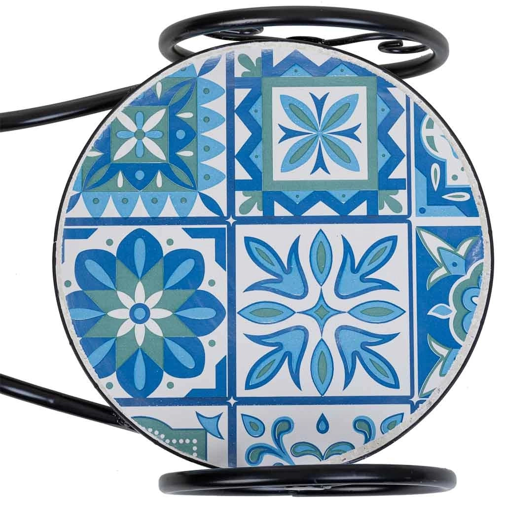 Supporto bici in mosaico Blu e ferro battuto 67x26,5x43h