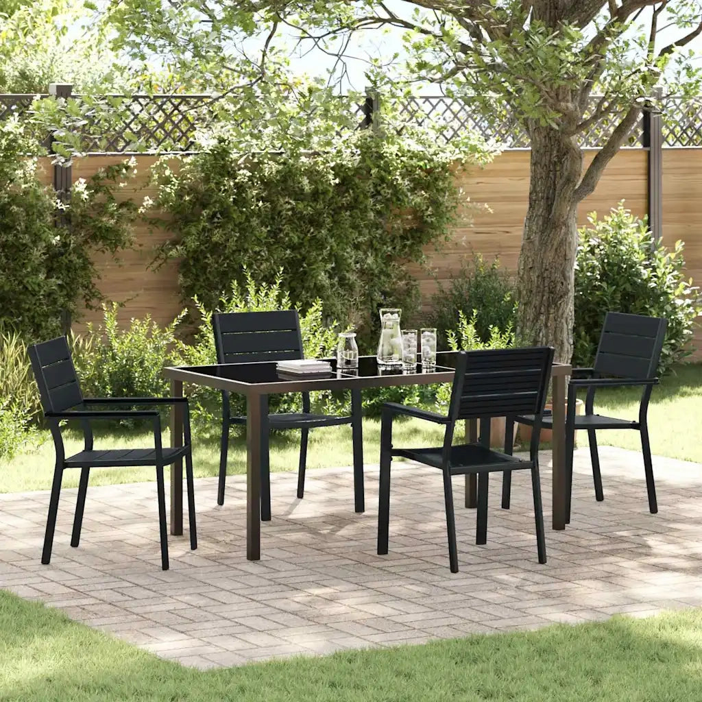Set da Pranzo per Giardino 5 pcs Nero