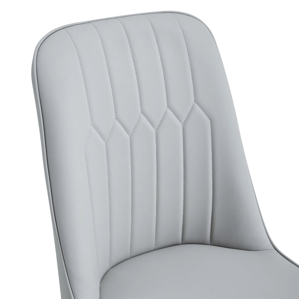 Sedie da Pranzo Set 2 Pezzi ¨C MINIMAL ¨C Grigio Chiaro, Schienale in Ecopelle, Gambe in Metallo Nero