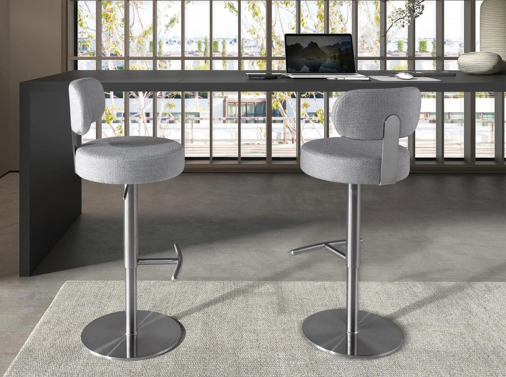 Sgabello girevole in tessuto grigio chiaro screziato