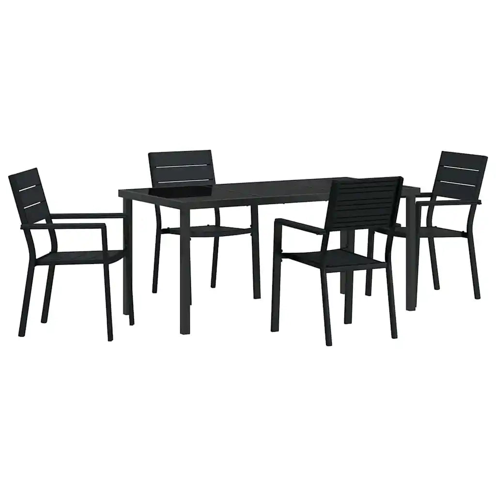 Set da Pranzo per Giardino 5 pcs Nero