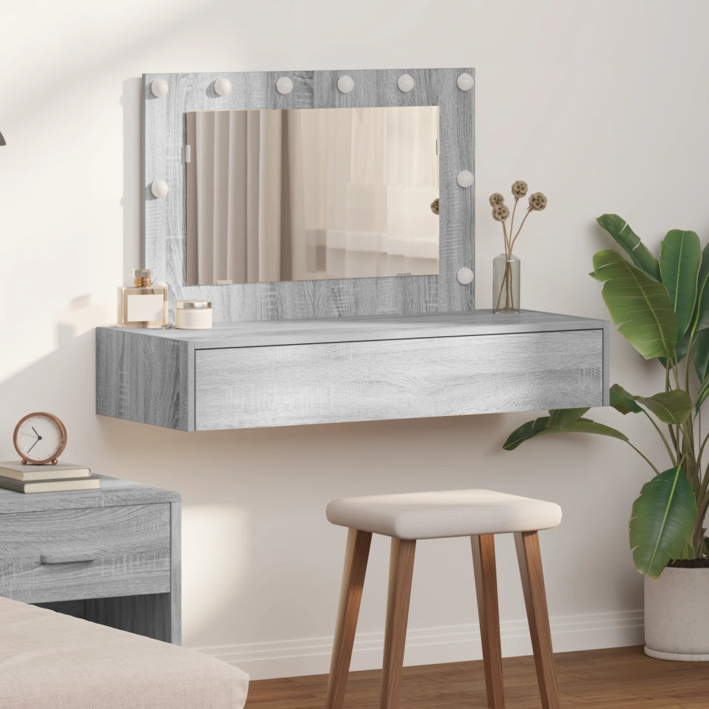 Toeletta da appendere  con luci a LED Grigio Sonoma