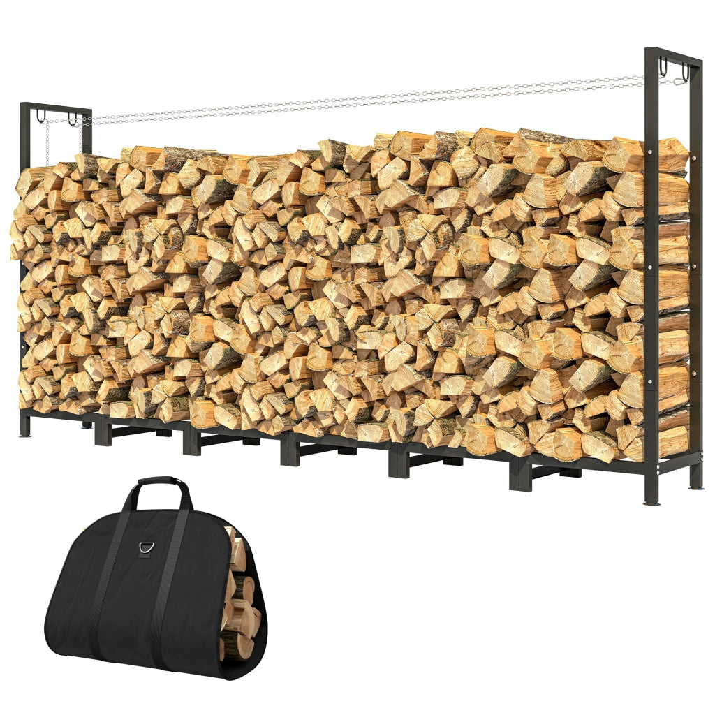 Legnaia da Giardino Impermeabile ¨C Xylo ¨C Acciaio Nero 235x31x116cm