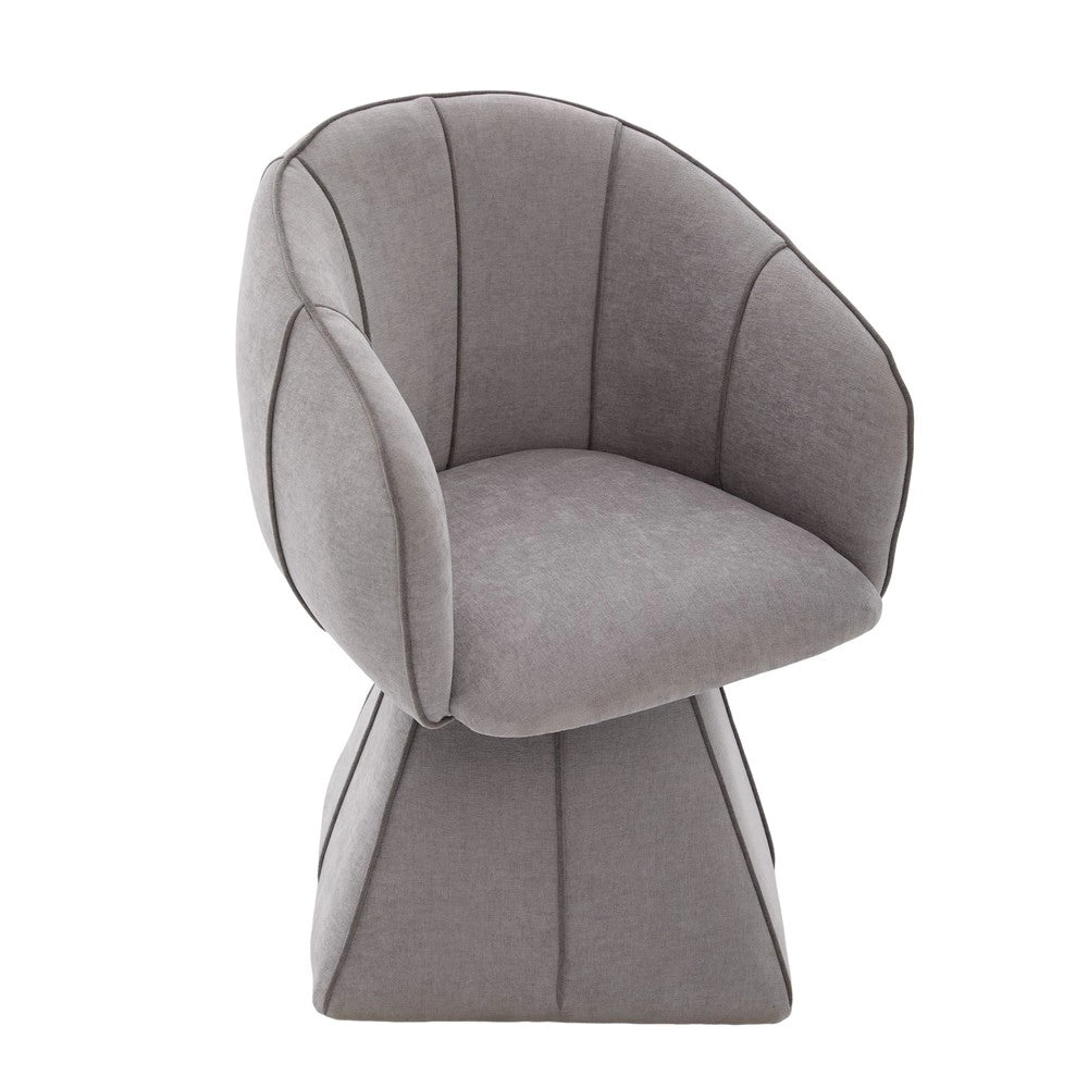 Poltrona Girevole in Tessuto Chenille ¨C MINIMAL ¨C Grigio, Schienale Alto, Relax