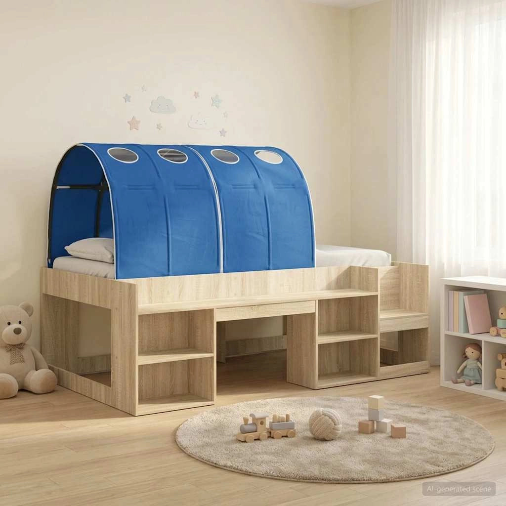 Letto alto per bambini con storage Rovere Sonoma e Blu 3423601