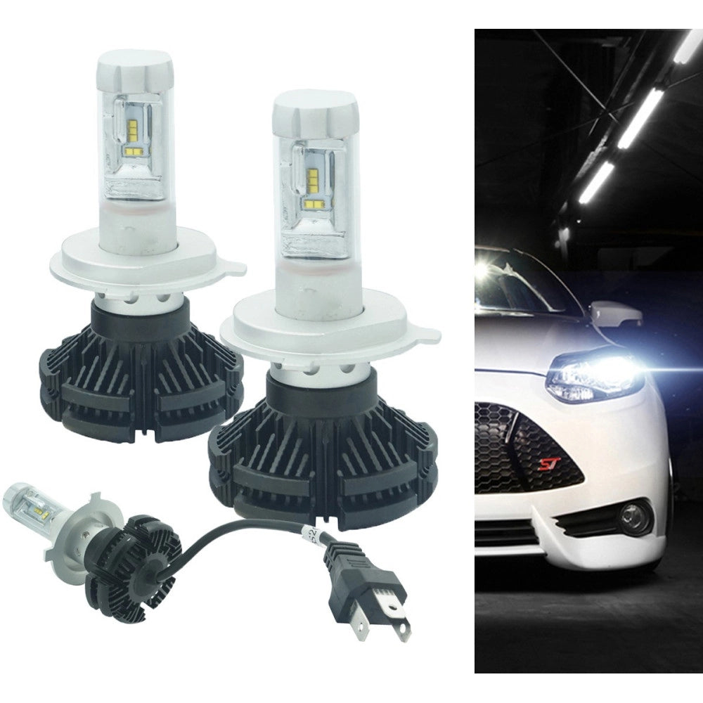 Trade Shop - Coppia Lampade Led Auto Fari H4 X3 Kit Lampadine 50w 6000 Lumen Ip67 -