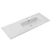 Lavabo da incasso ESSEN 120 cm in ceramica bianca lucida spostata a destra