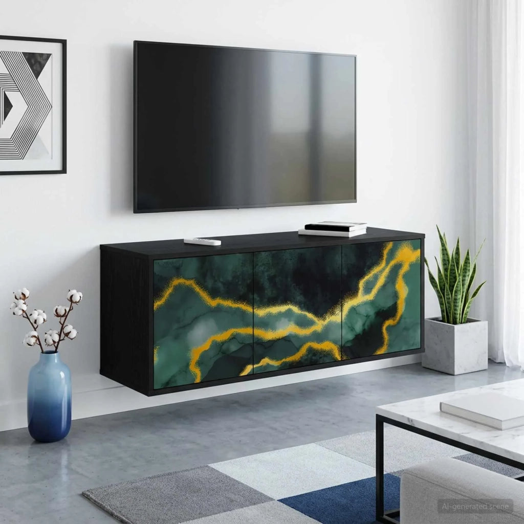 Mobile TV da Parete WIJHE 102 x 33 x 40 cm Rovere Nero 8007160