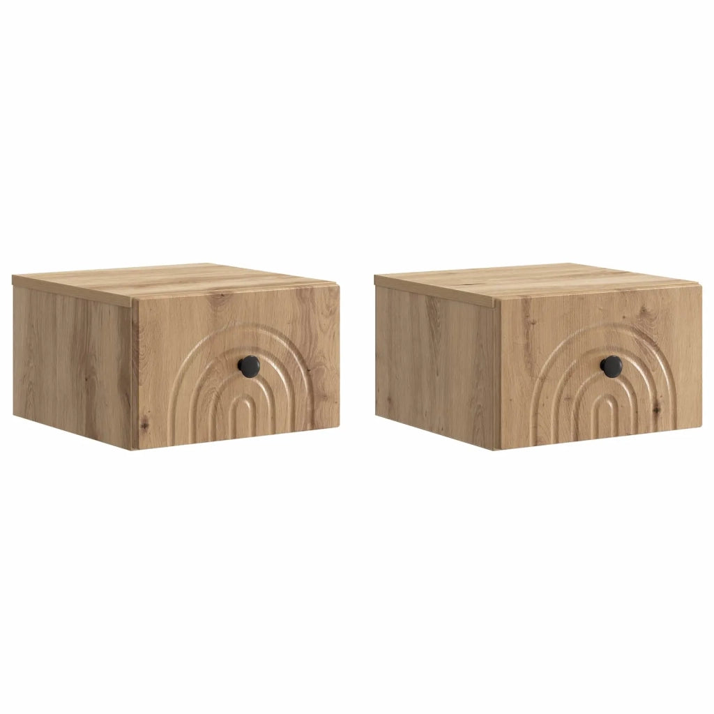 Mobiletto da notte a muro con cassetto 2 pcs Rovere Artigianale 898104