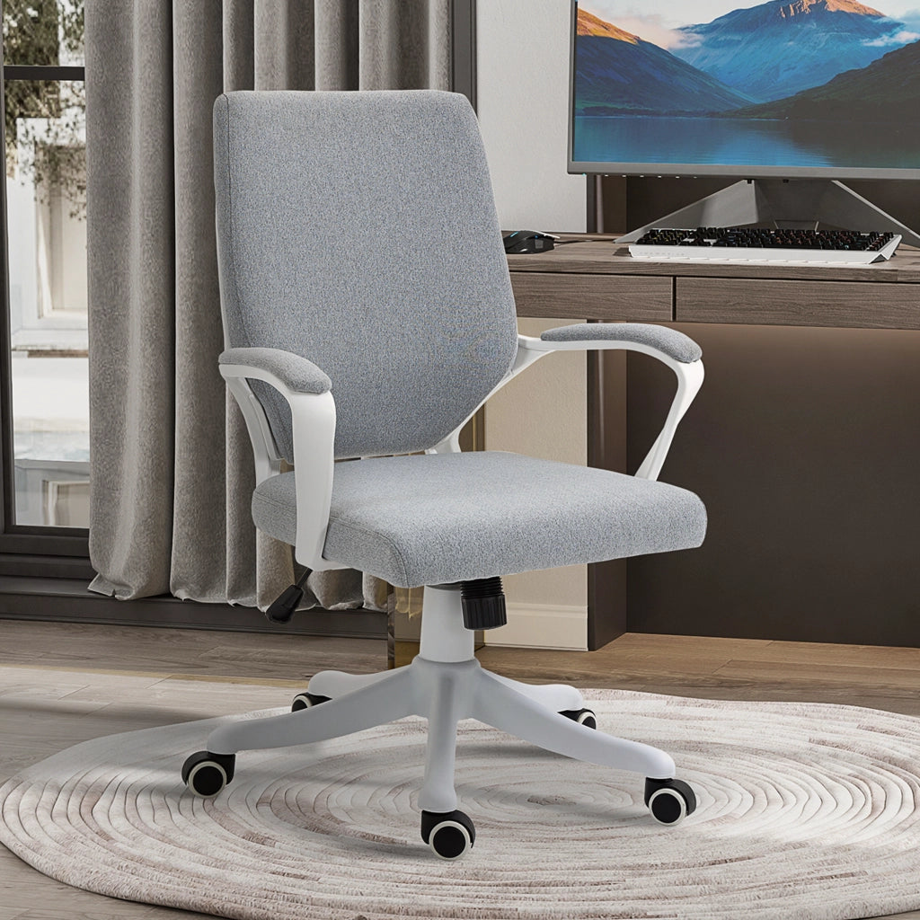 Sedia da ufficio imbottita girevole ¨C Zephmum ¨C Grigio, tessuto, altezza regolabile