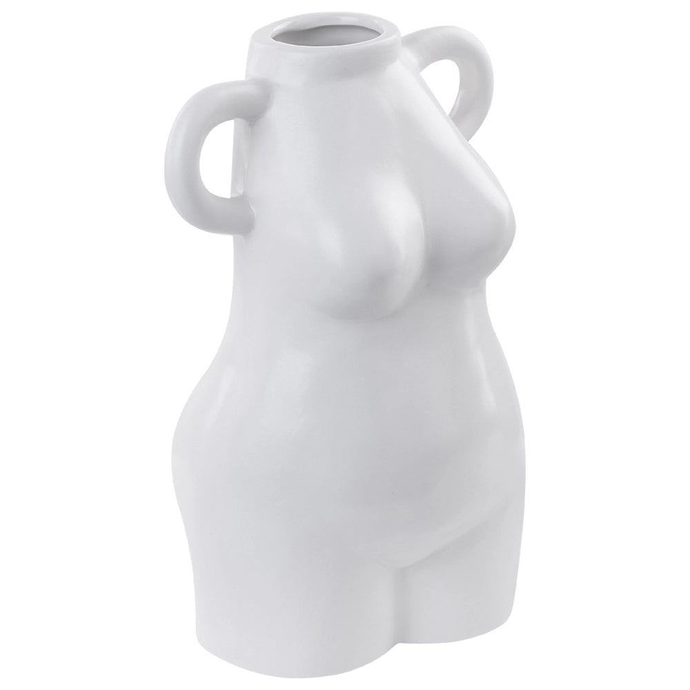 Vaso per fiori in porcellana bianca a forma di corpo femminile manici rotondi accessorio decorativo per la casa