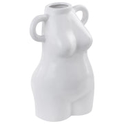 Vaso per fiori in porcellana bianca a forma di corpo femminile manici rotondi accessorio decorativo per la casa