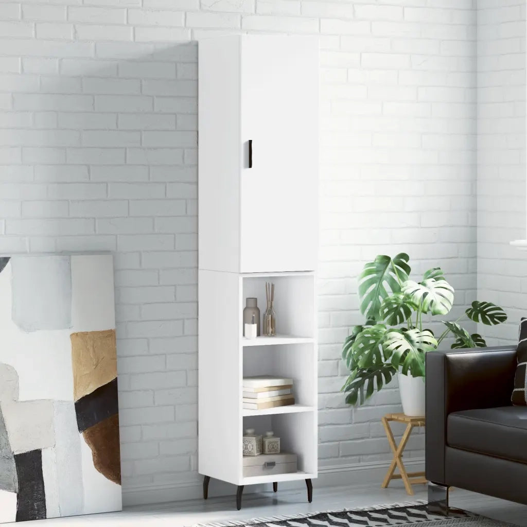 vidaXL Credenza Bianca 34,5x34x180 cm in Legno Multistrato